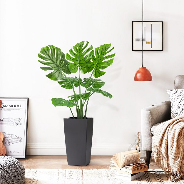 Trinity Artificial Monstera Deliciosa Plant 29inch Faux Monstera Tropical Palm Tree With Pot For Home Decor Indoor Living Room Office