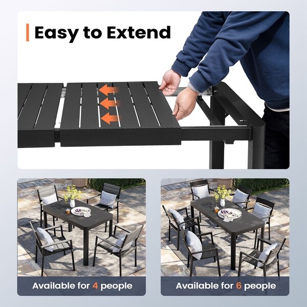 Pellebant Outdoor Dining Table Aluminum Extendable Table