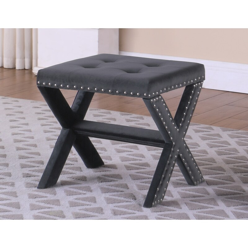 Best Master Furniture Velvet Tufted Small Accent Bench