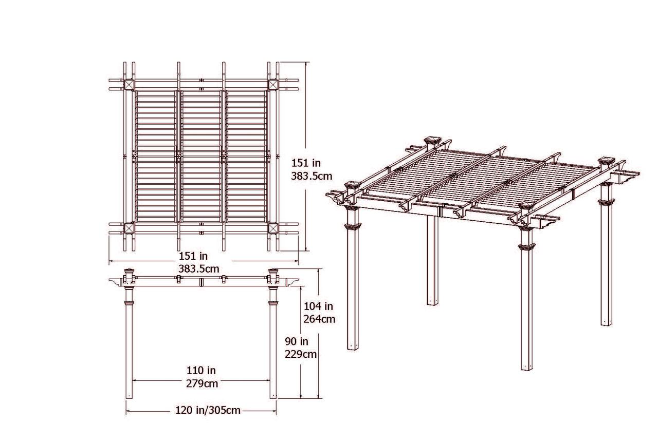 Vita 120"L x 120"W x 104"H Vinyl Avalon Louvered Pergola, White, VA42062