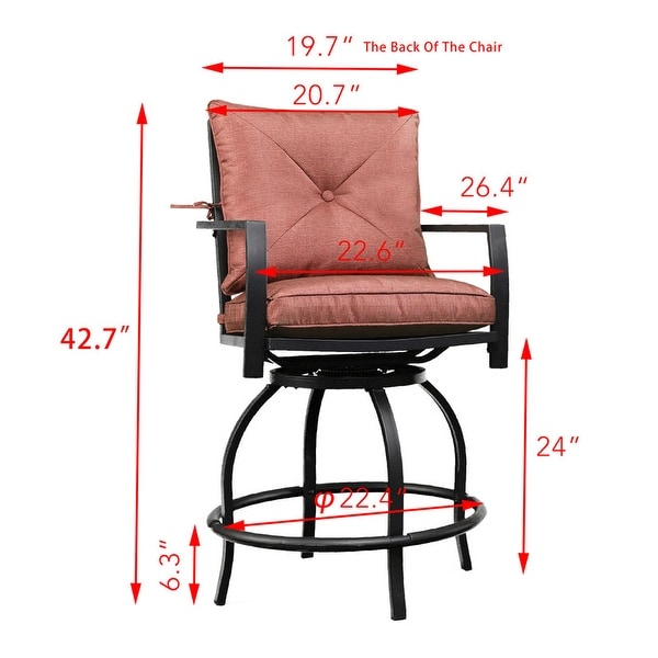 Patio Festival 3Piece Outdoor High Seating Bistro Set with Swivel Chairs and Table