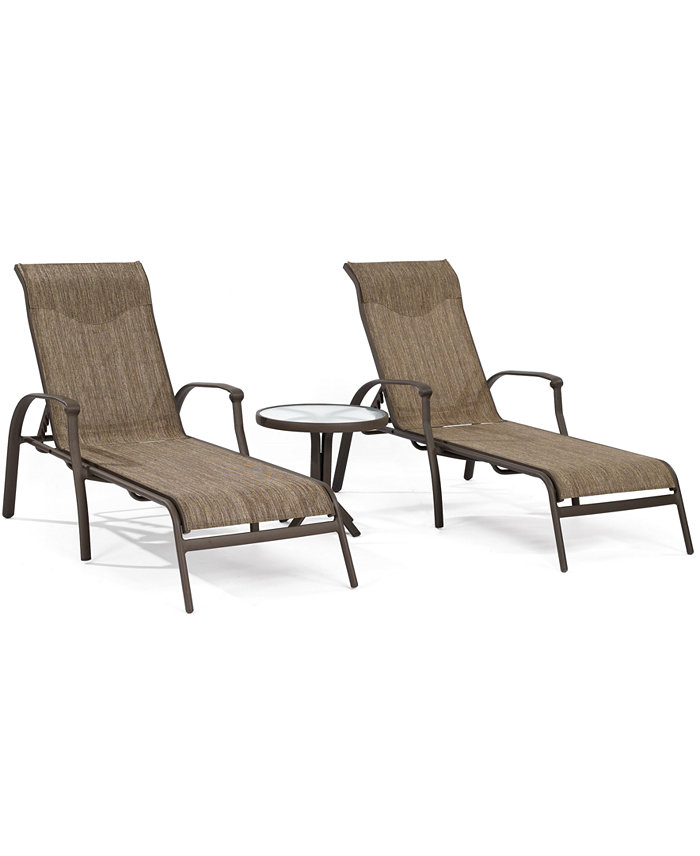 Agio Oasis Outdoor Aluminum 3-Pc. Chaise Set (2 Chaise Lounges and 1 End Table)