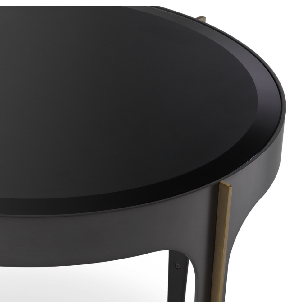 Brass Accent Black Glass Side Table  Eichholtz Artemisa   Midcentury   Side Tables And End Tables   by Oroa   Distinctive Furniture  Houzz