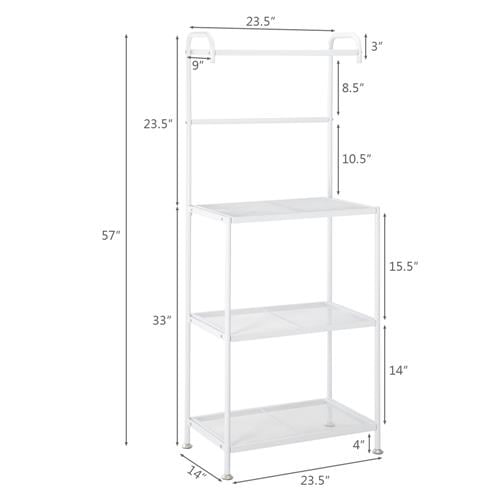 UBesGoo 4-Tier Kitchen Bakers Rack Shelf Microwave Stand Rack White