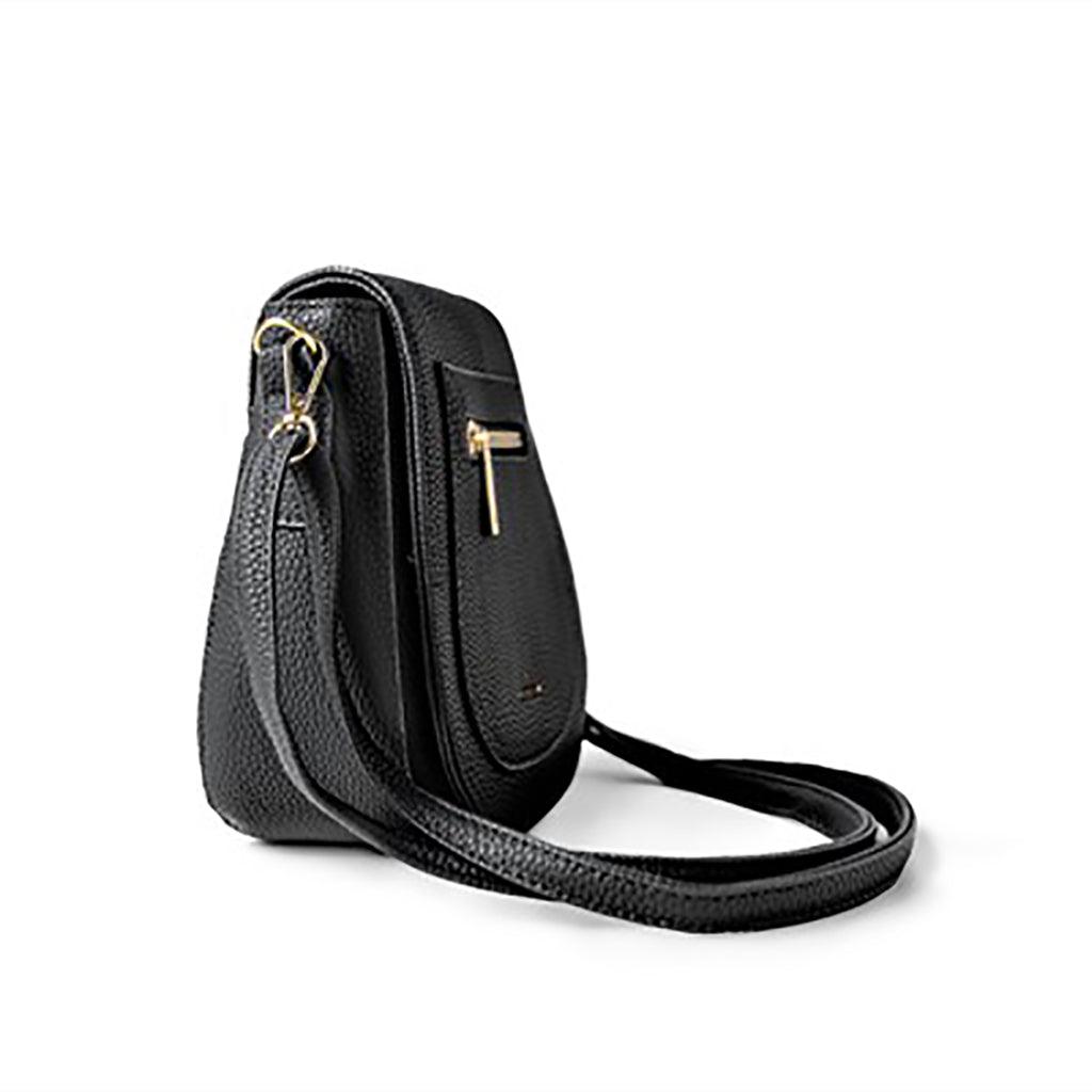 Kedzie  Camden Black Mini Messenger in Vegan Leather