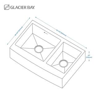 Glacier Bay Professional 33 in. Farmhouse Apron-Front 16 Gauge 6040 Double Bowl Stainless Steel Kitchen Sink with Accessories 4127F