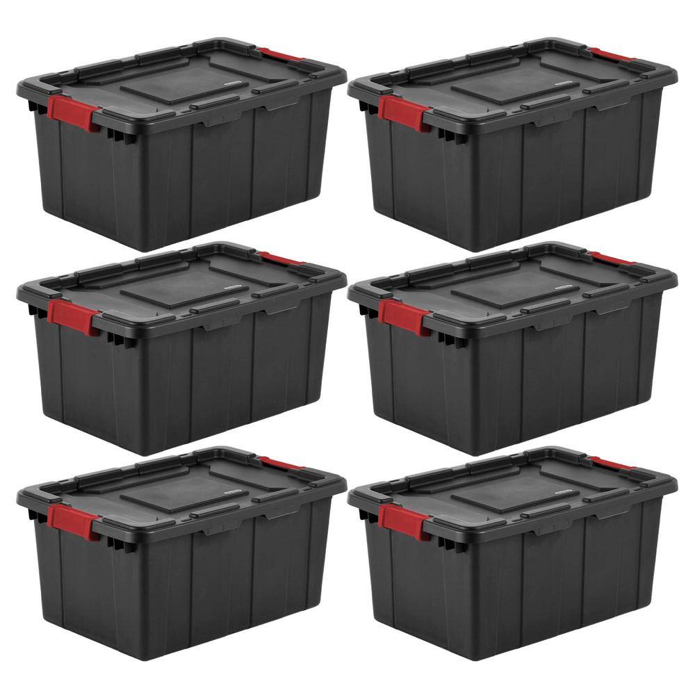 Sterilite Durable Rugged Industrial 15 Gal. Storage Bin in Black (6-Pack) 6 x 14649006