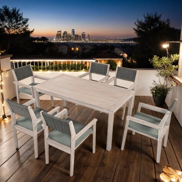 Patio Dining Set Outdoor Dining Table and Chair Set，Light Teak