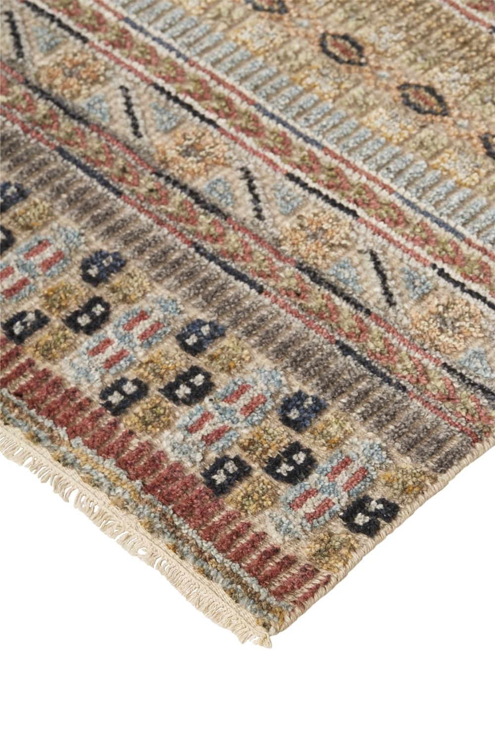 Eckhart Hand Knotted Tan and Blue Rug by BD Fine