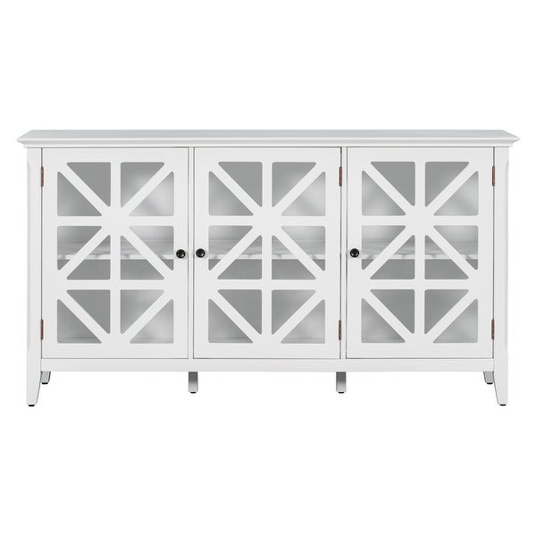 Farmhouse White Entryway Console Table with Adjustable Shelves