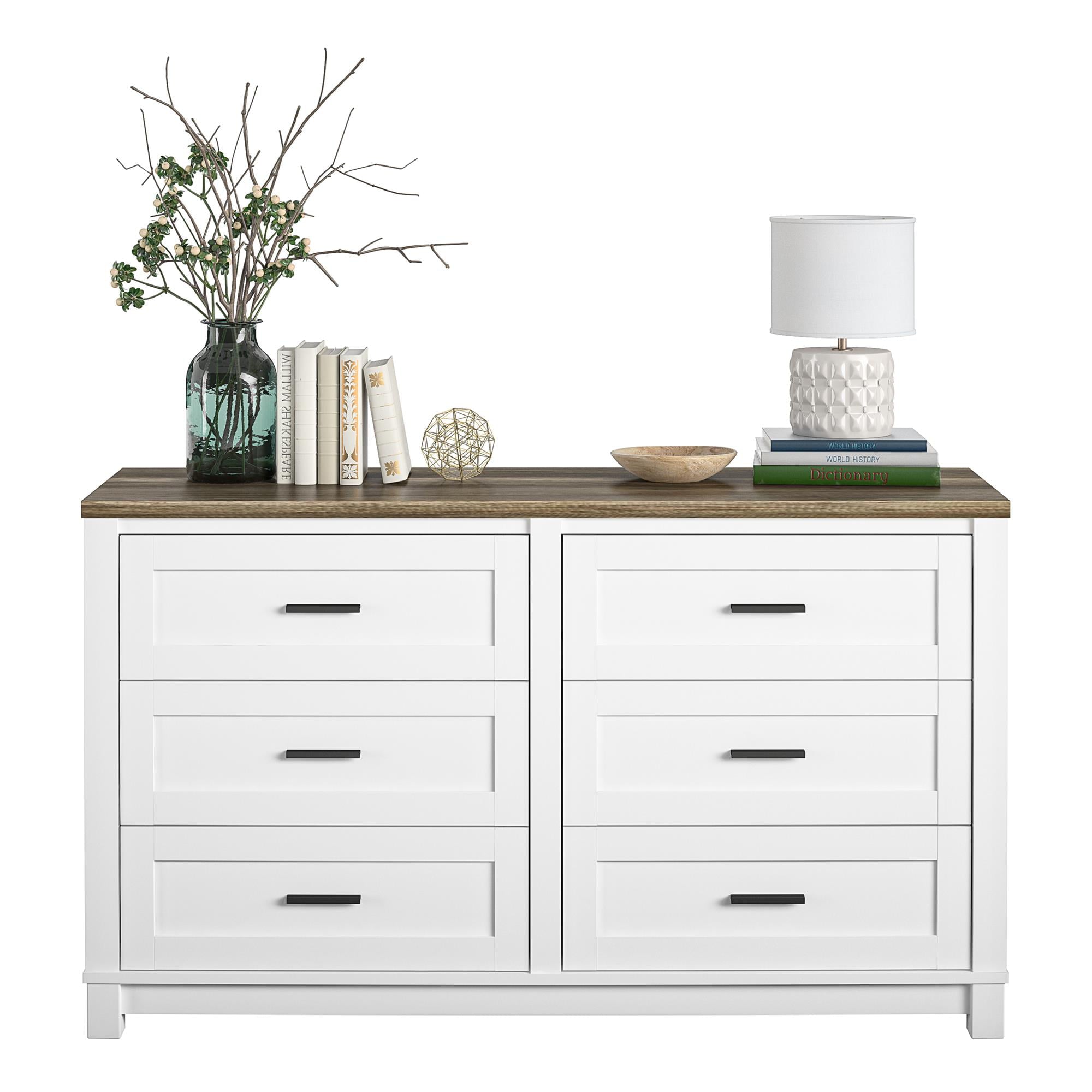 Ameriwood Home Bay Hills 6 Drawer Dresser, White