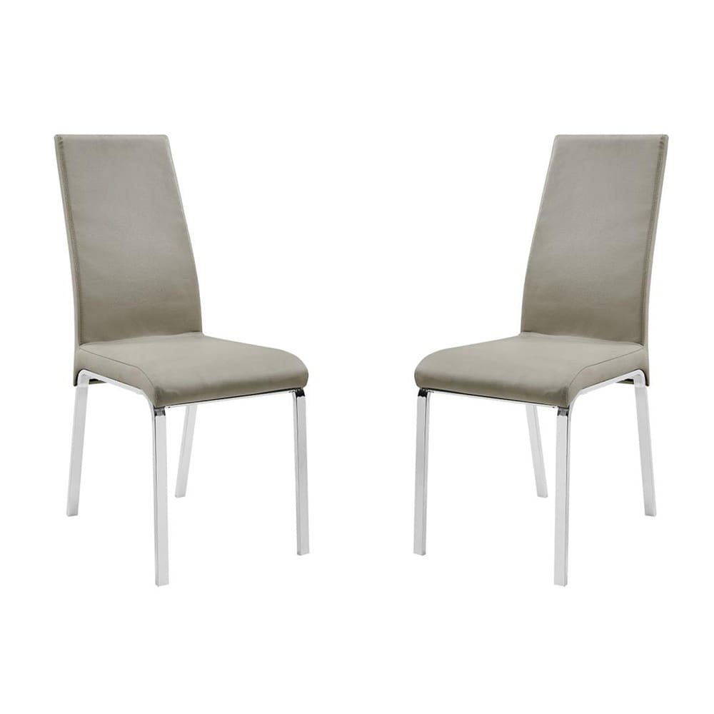 Casabianca Home Loto Set of 2 Dining Chair in Taupe Top Grain Leather