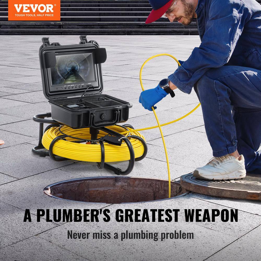 VEVOR Sewer Pipe Camera 9 in. Screen Pipeline Inspection Camera 300 ft. Snake Cable 720p with DVR Function for Duct Drain Pipe JLKXSGDNK99158A0GV1