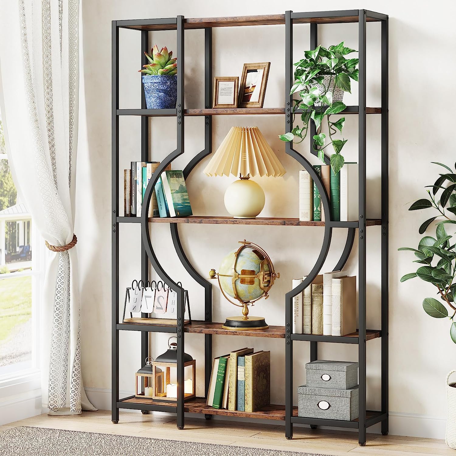 5-Tier Bookshelf, Industrial Bookcase Shelving Unit for Home Office