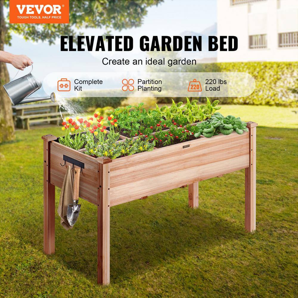 VEVOR 4 ft. x 2 ft. x 2.5 ft. Raised Garden Bed Wooden Planter Box with Legs Elevated Outdoor Planting Boxes GJS1205876CM1TDFMV0