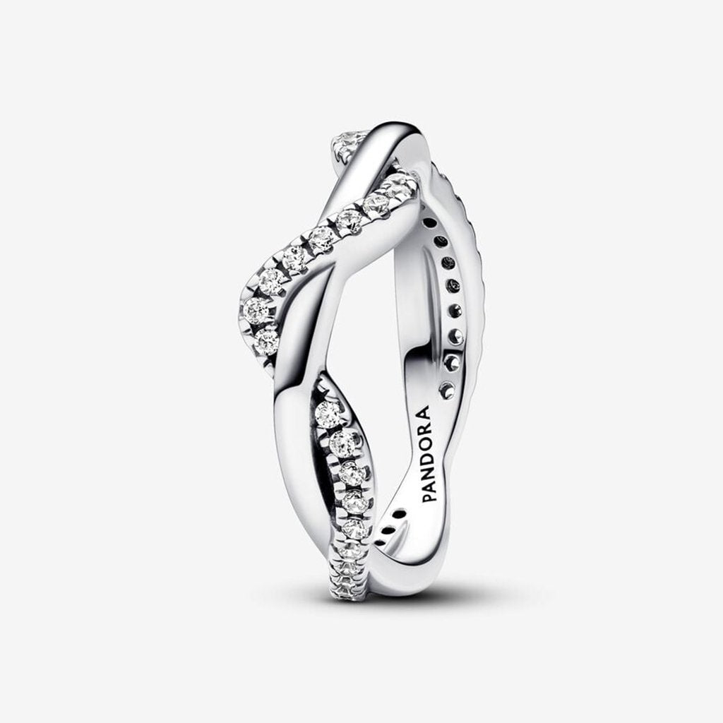 PANDORA  Sparkling Intertwined Wave Ring - Sterling Silver