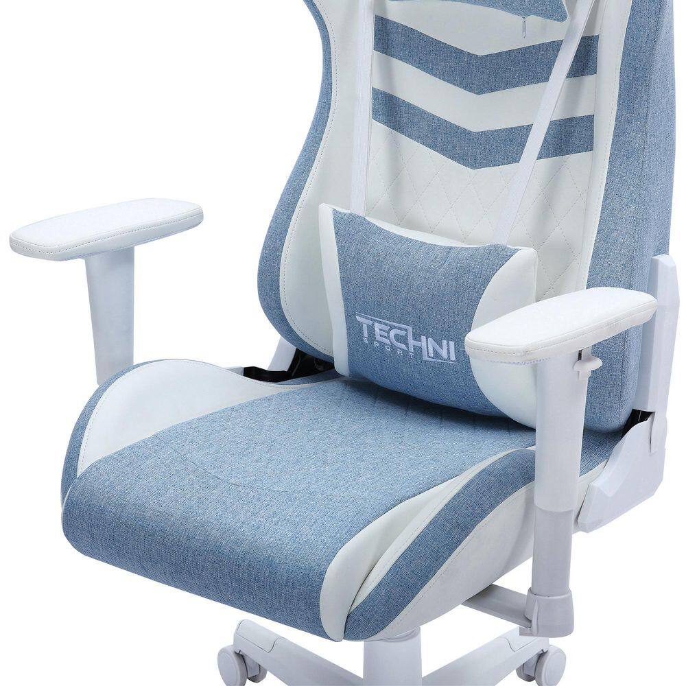 Techni Sport TS86 Blue Ergonomic Pastel Fabric Gaming Chair with Adjustable Arms RTA-TS86-BL