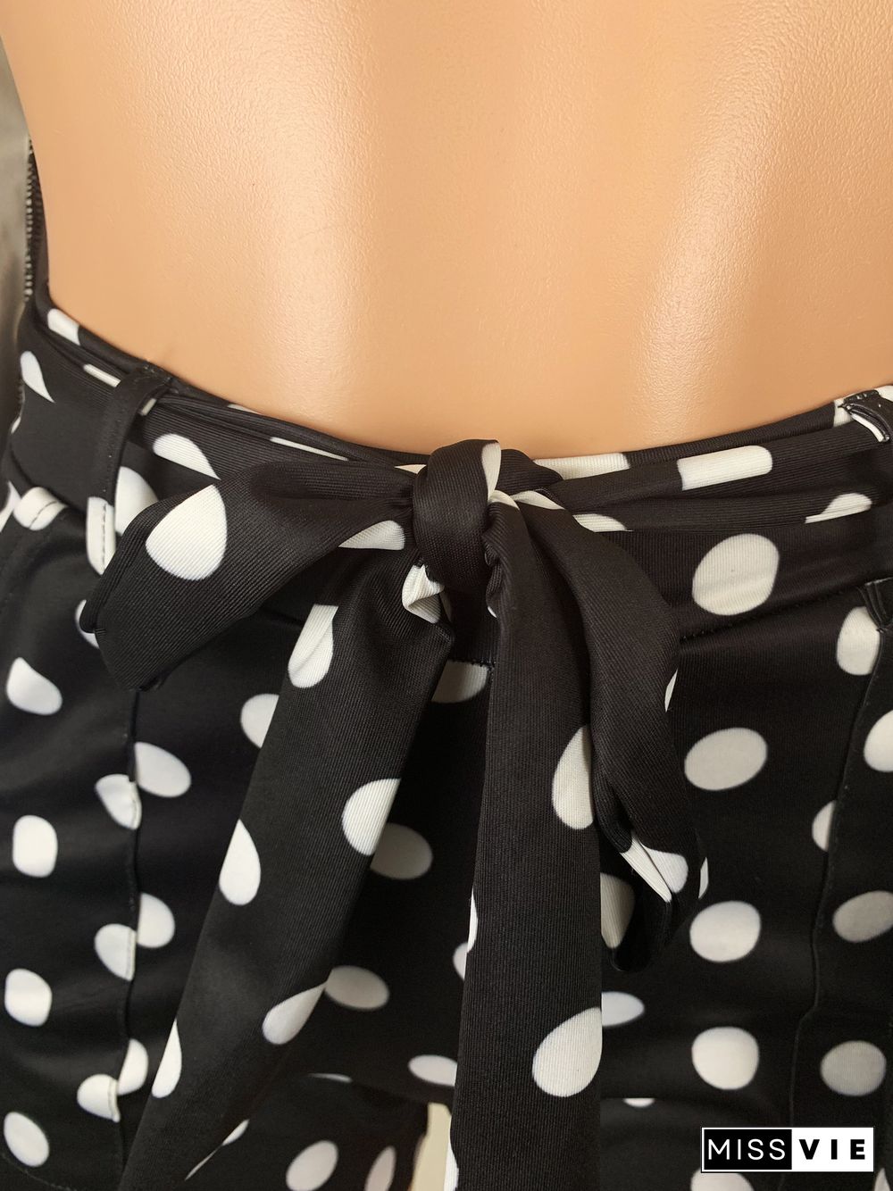 Polka Dot Print Blazer Shorts Office Lady 2 Pieces