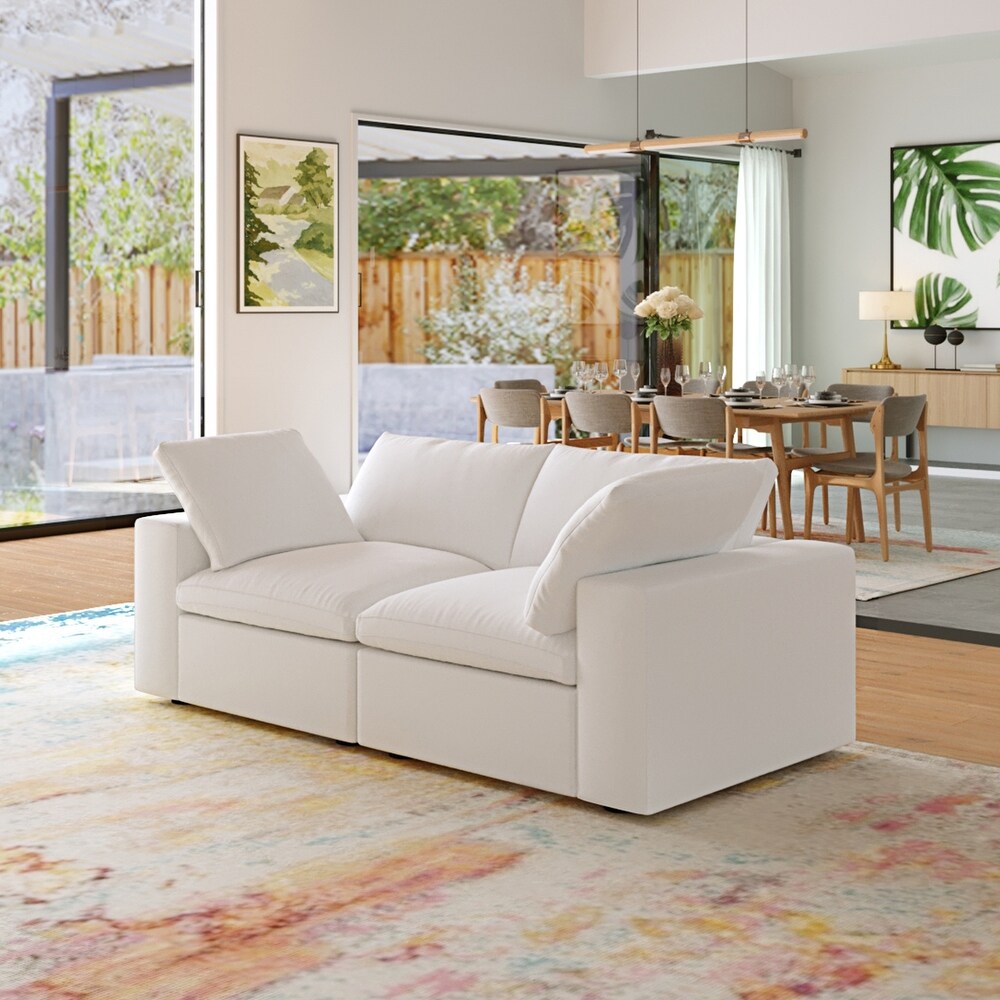 Modern Velvet Sectional Sofa Down Filled Overstuffed Upholstered Couches for Living Room