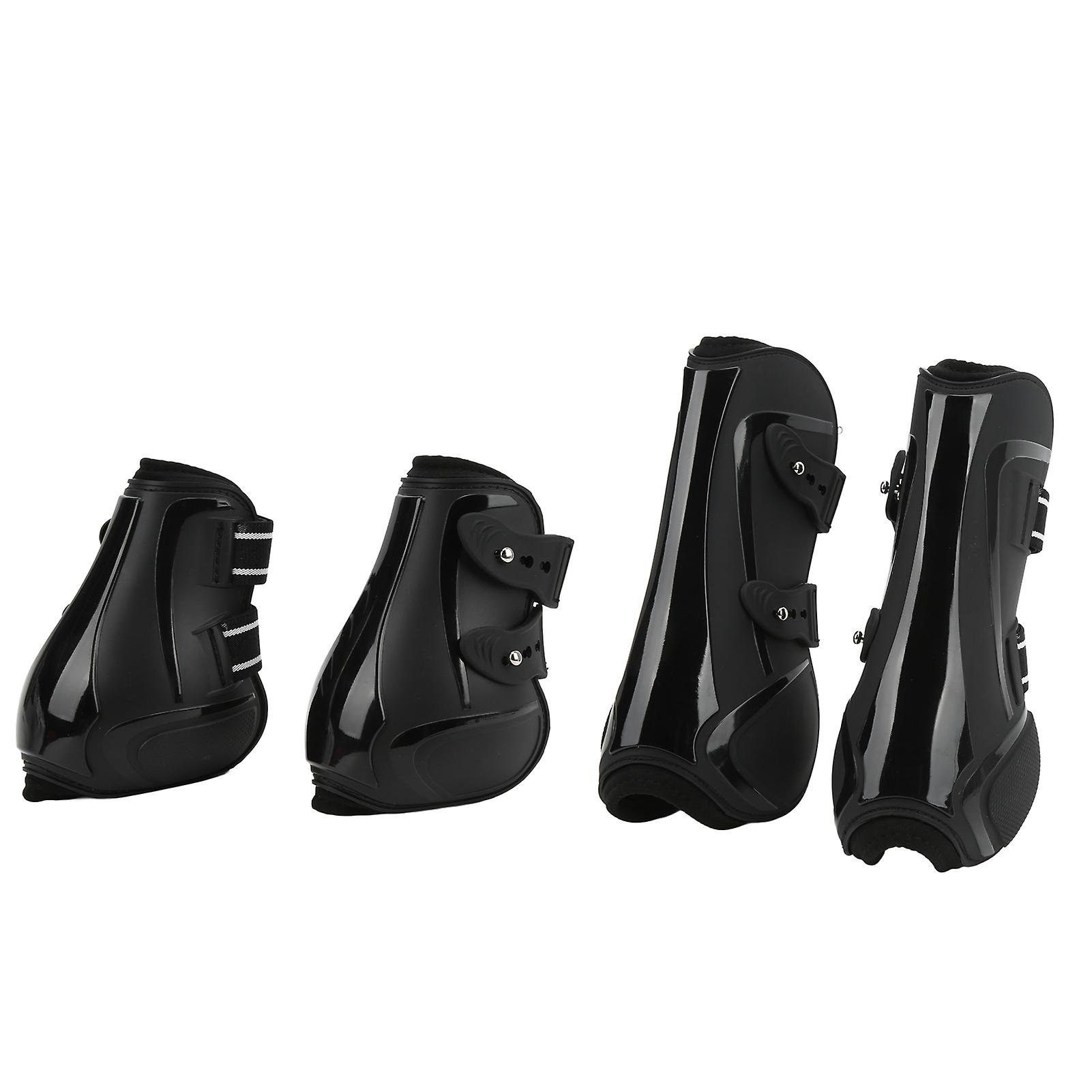 4pcs Horse Leg Protector Pu Shell Breathable Front Hind Horse Leg Boots For Any Weather Conditionsblack M