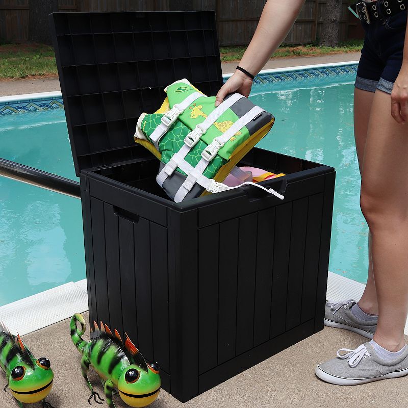 Sunnydaze 32-gallon Storage Box With Woodgrain Design