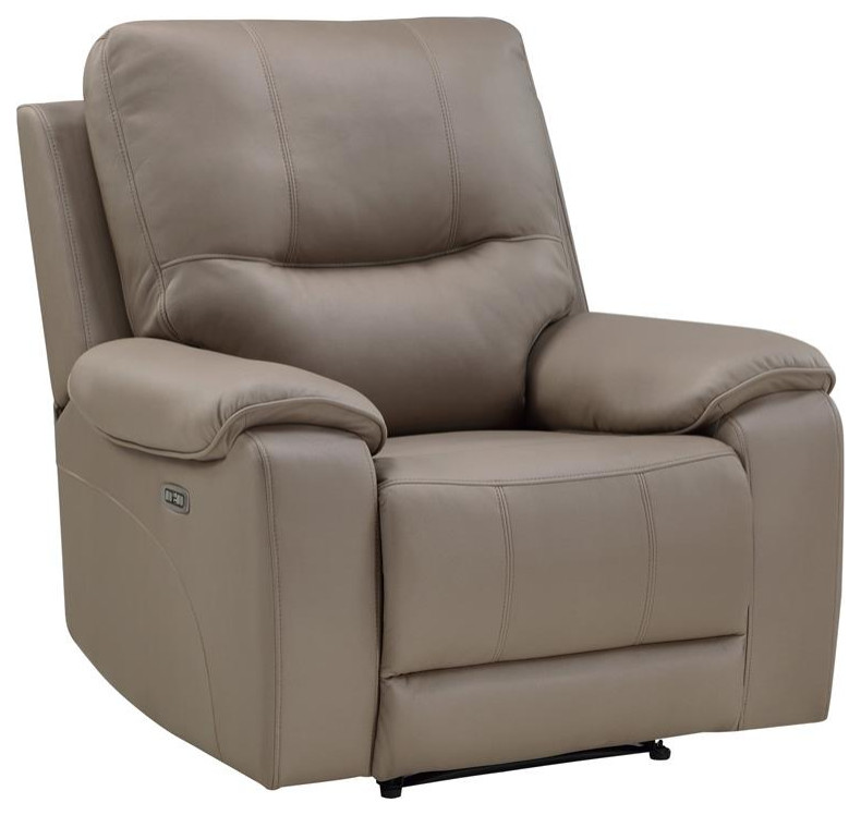 Lexicon LeGrande 39 quotPolished Microfiber Power Reclining Chair in Brown   Contemporary   Recliner Chairs   by Homesquare  Houzz