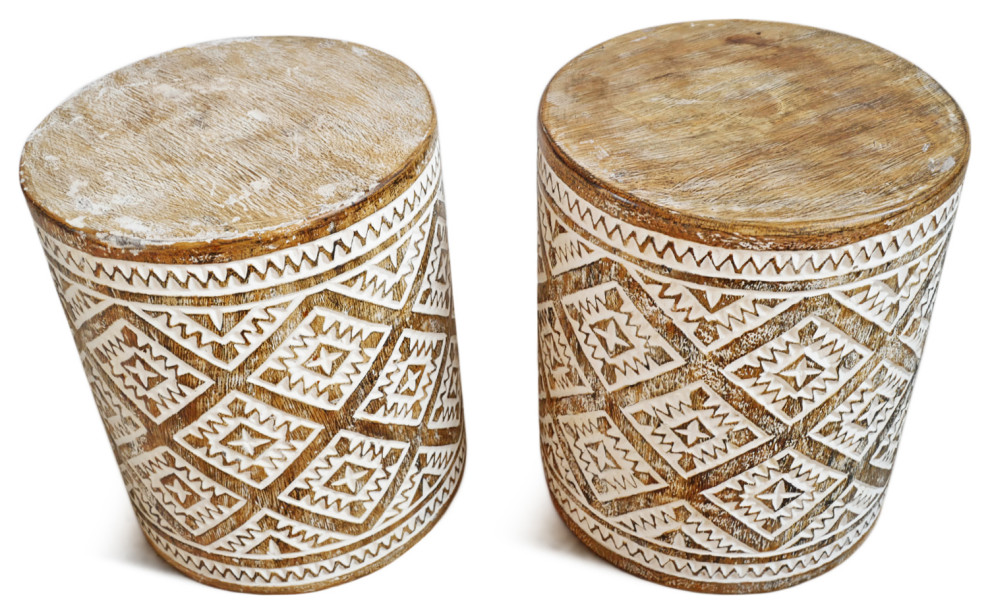 Java Carved Wood Side Table Stand   Southwestern   Side Tables And End Tables   by Design Mix Furniture  Houzz