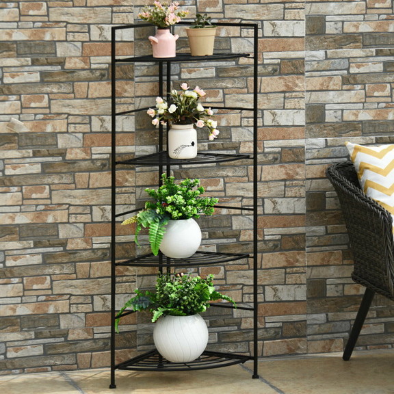 Costway 69123085 4 Tier Folding Metal Shelf Plant ...