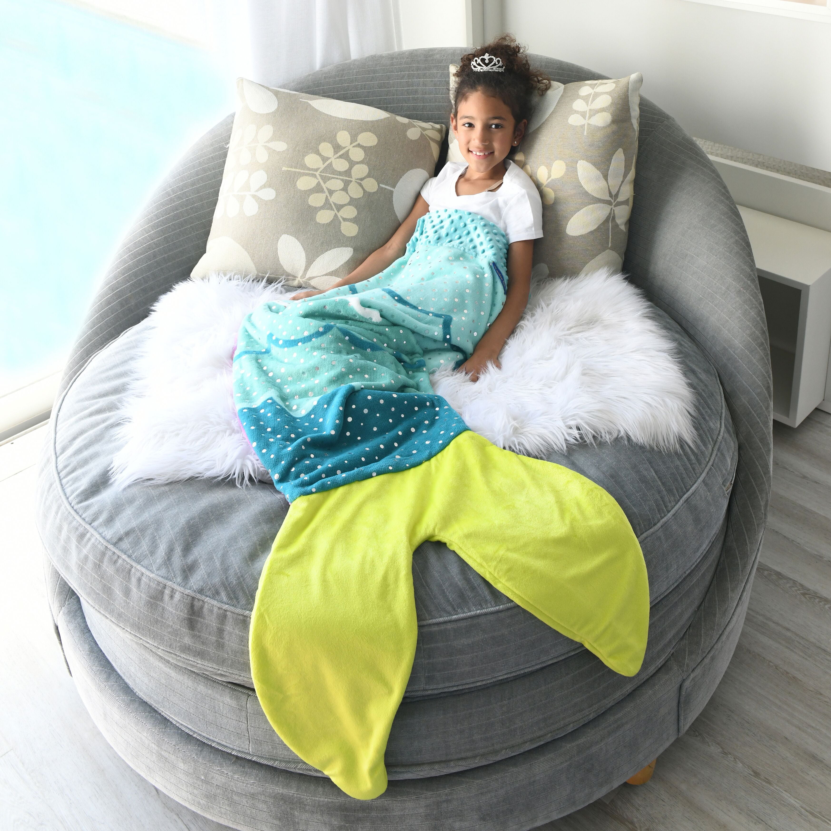 Mermaid Blankie Tail for Kids by Your Zone， Blue and Teal