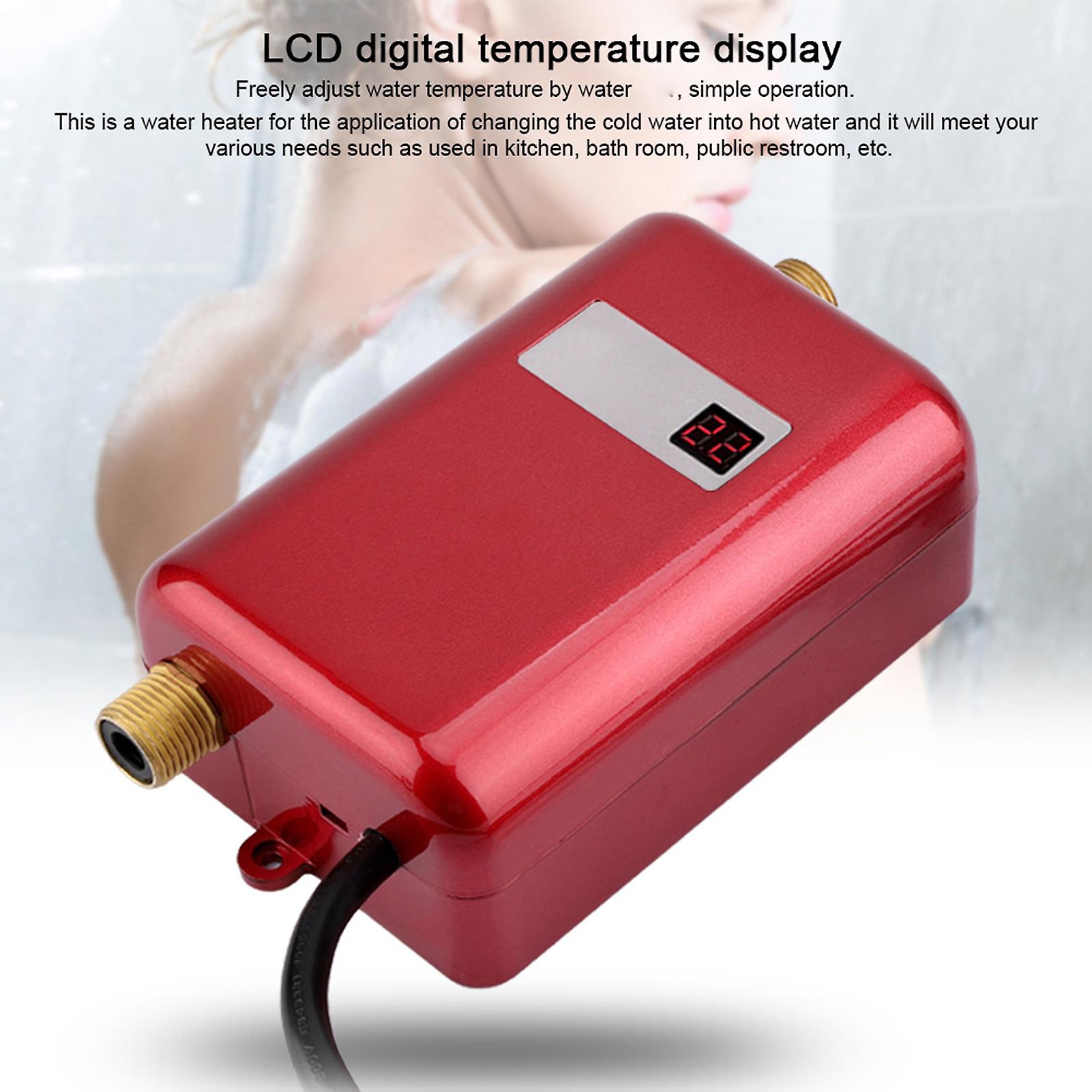 110v 3000w Mini Electric Tankless Instant Hot Water Heater Kitchen Washing Us Plug Red