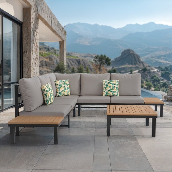 Outdoor Patio Furniture LShaped 4Piece Sectional Sofa Set