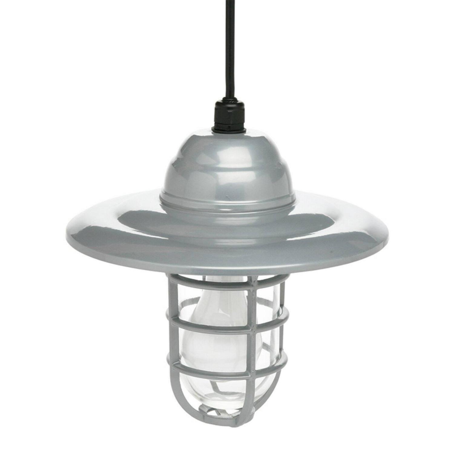 Designers Edge L1704 Gray 6and#8242; Hanging Farm Light with 10-Inch Metal Reflector， Bulb Not Included