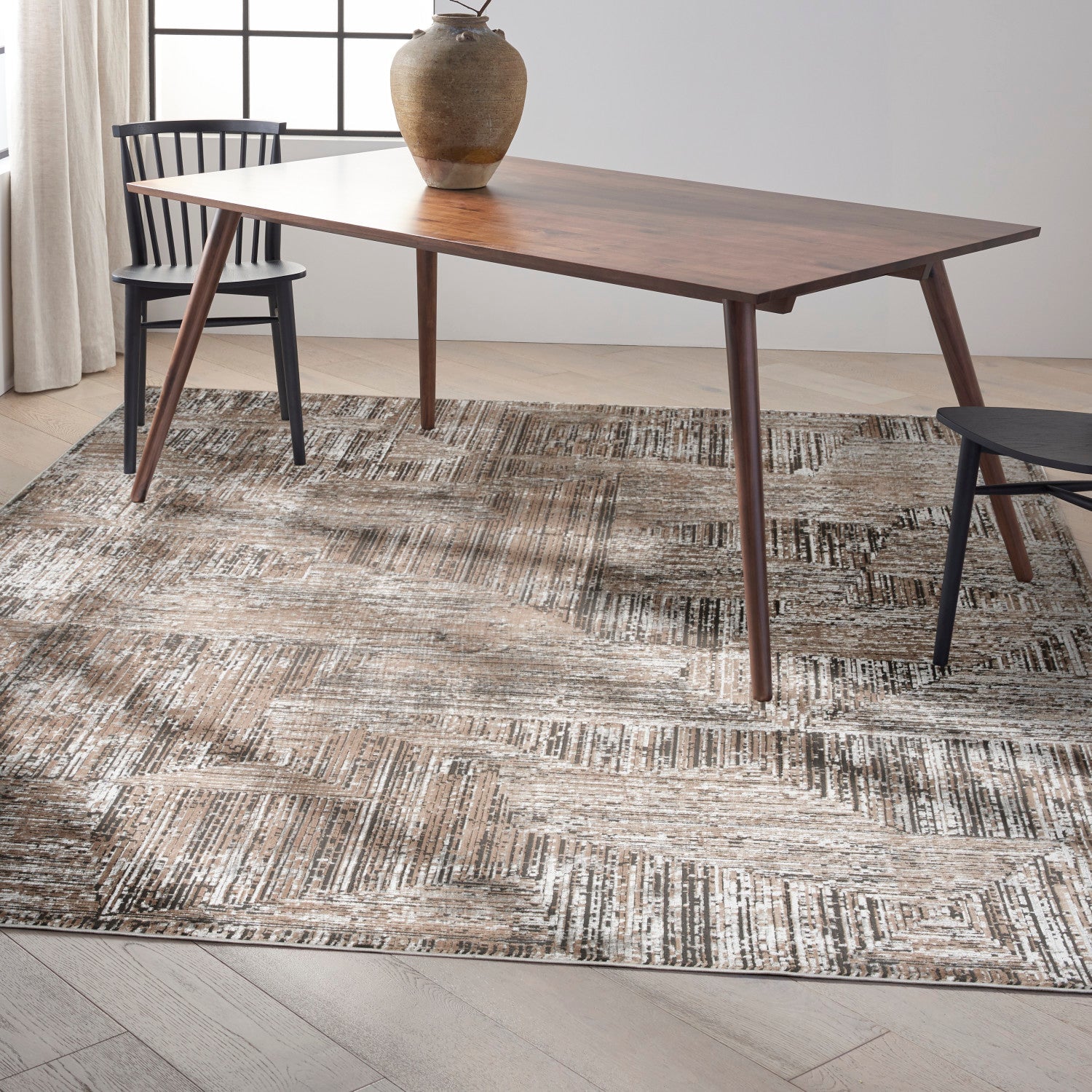 Calvin Klein Irradiant Black Ivory Modern Rug