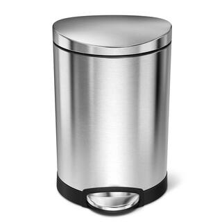 simplehuman 6-Gallon Fingerprint-Proof Brushed Stainless Steel Semi-Round Step-On Metal Household Trash Can CW1834