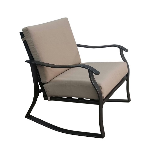 3pc Outdoor Rocking Chair Set With Cushions Beige Wellfor