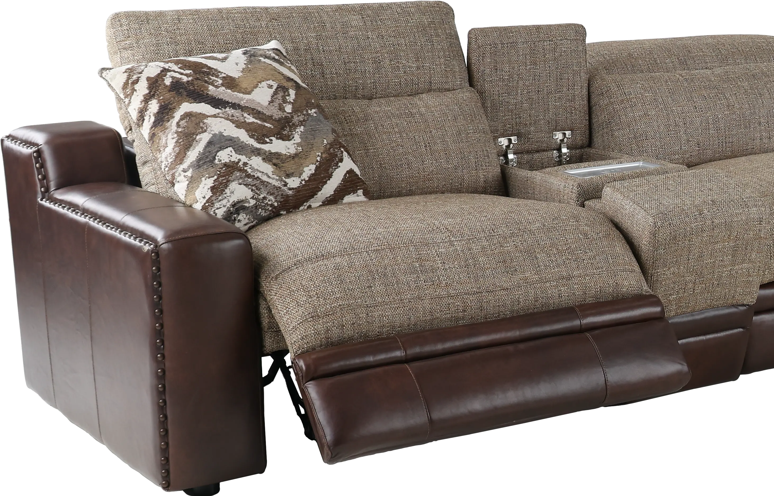 Two Tone Brown 6 Piece Power Reclining Sectional