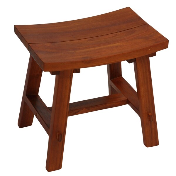 Bare Decor Dorsey Accent Stool with Curved Seat， Teak