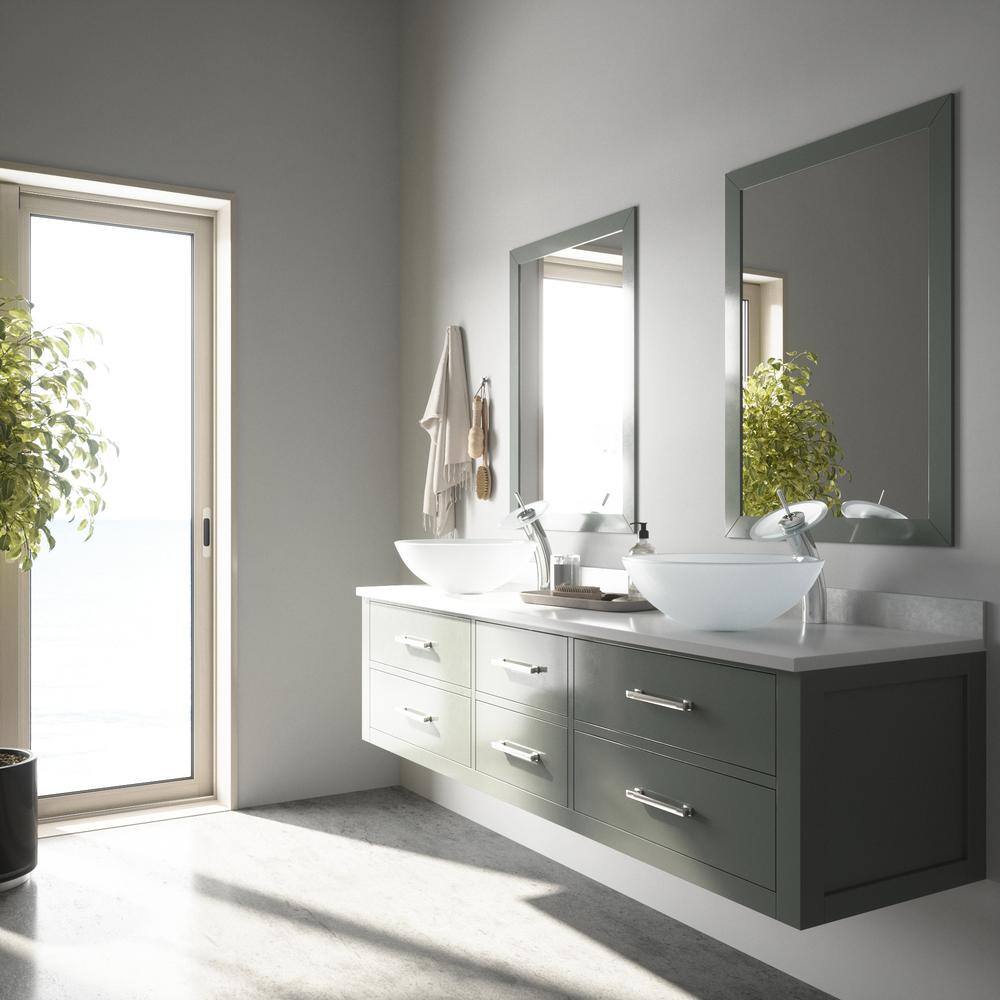 VIGO Giovanni Frosted White Glass 17 in. L x 17 in. W x 6 in. H Round Vessel Bathroom Sink VG07043