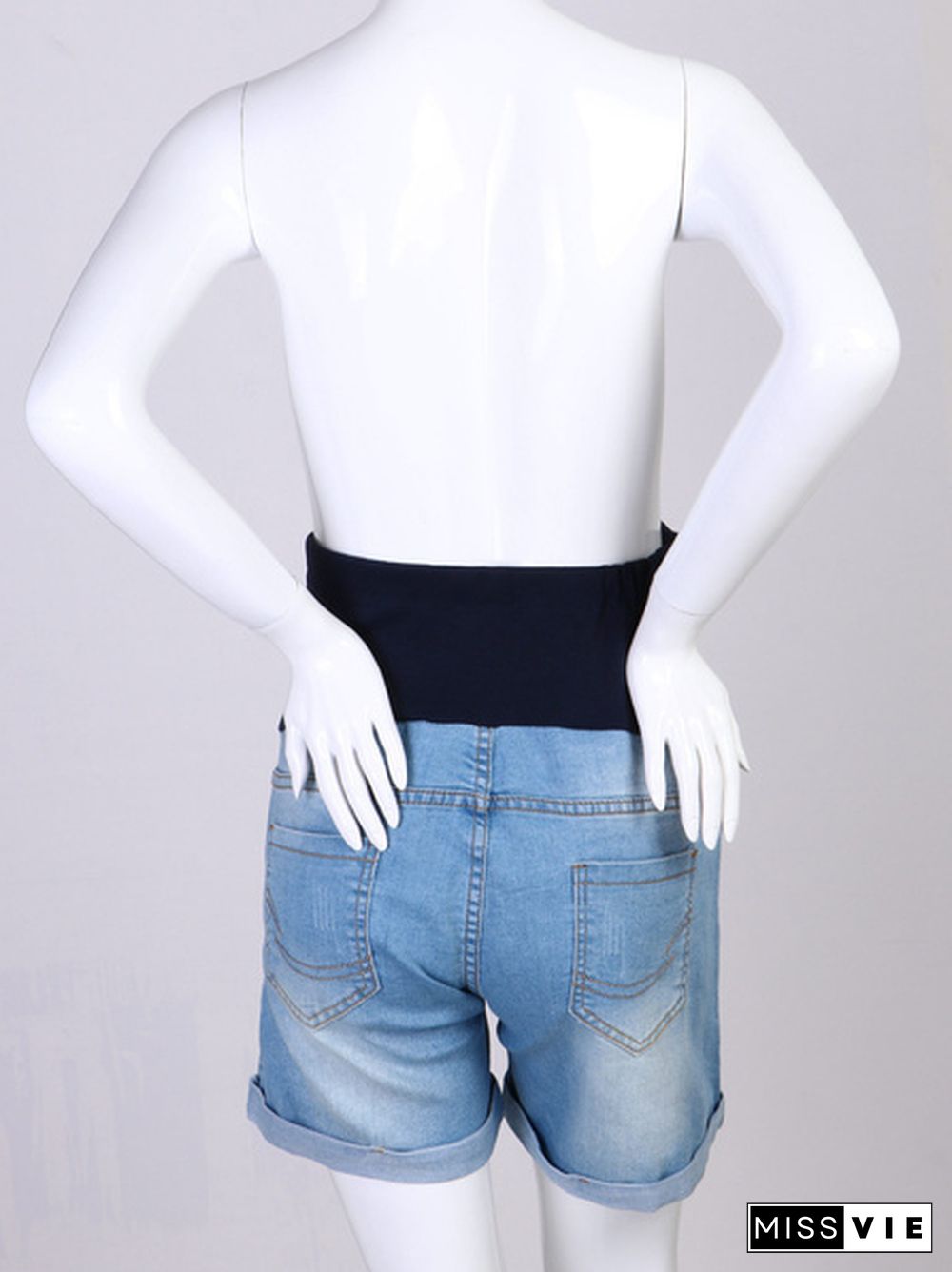 Summer Pregnant Women Denim Shorts Maternity Casual Elastic Waist Belly Shorts