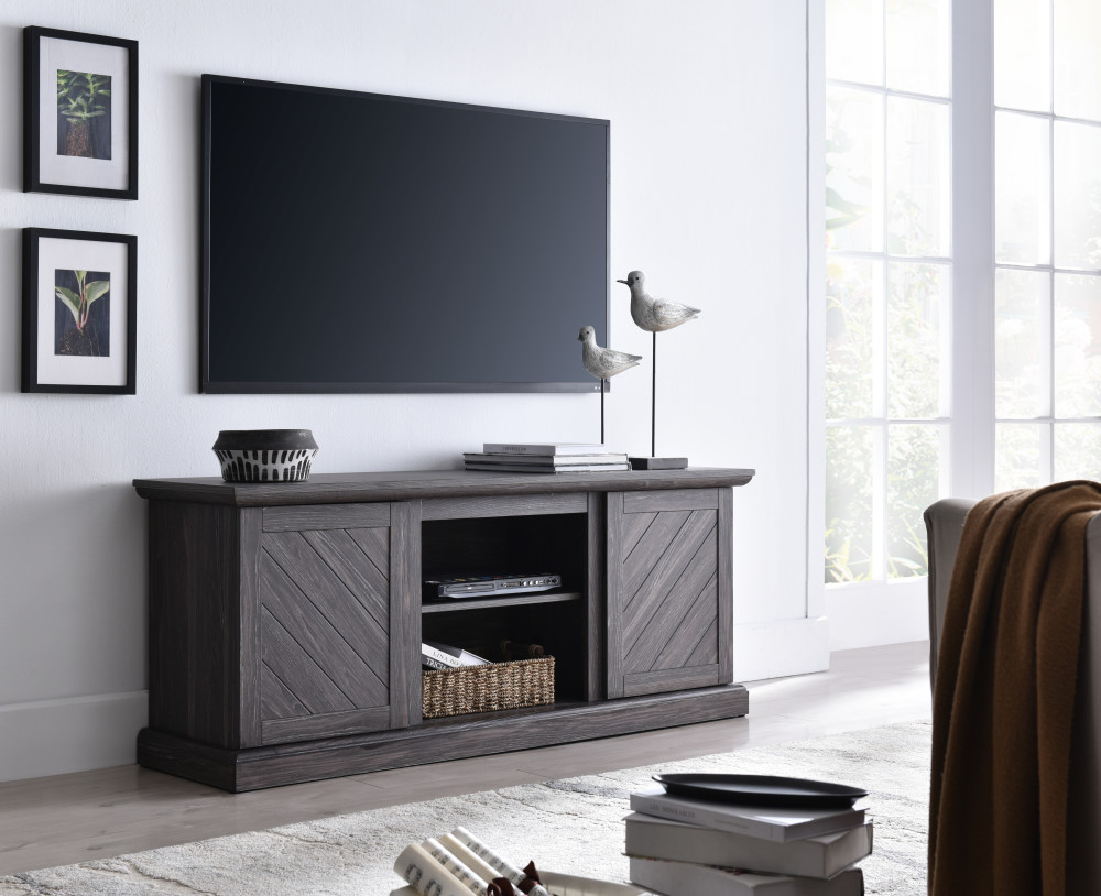 Hearthpro Media Console with Plank Style Doors