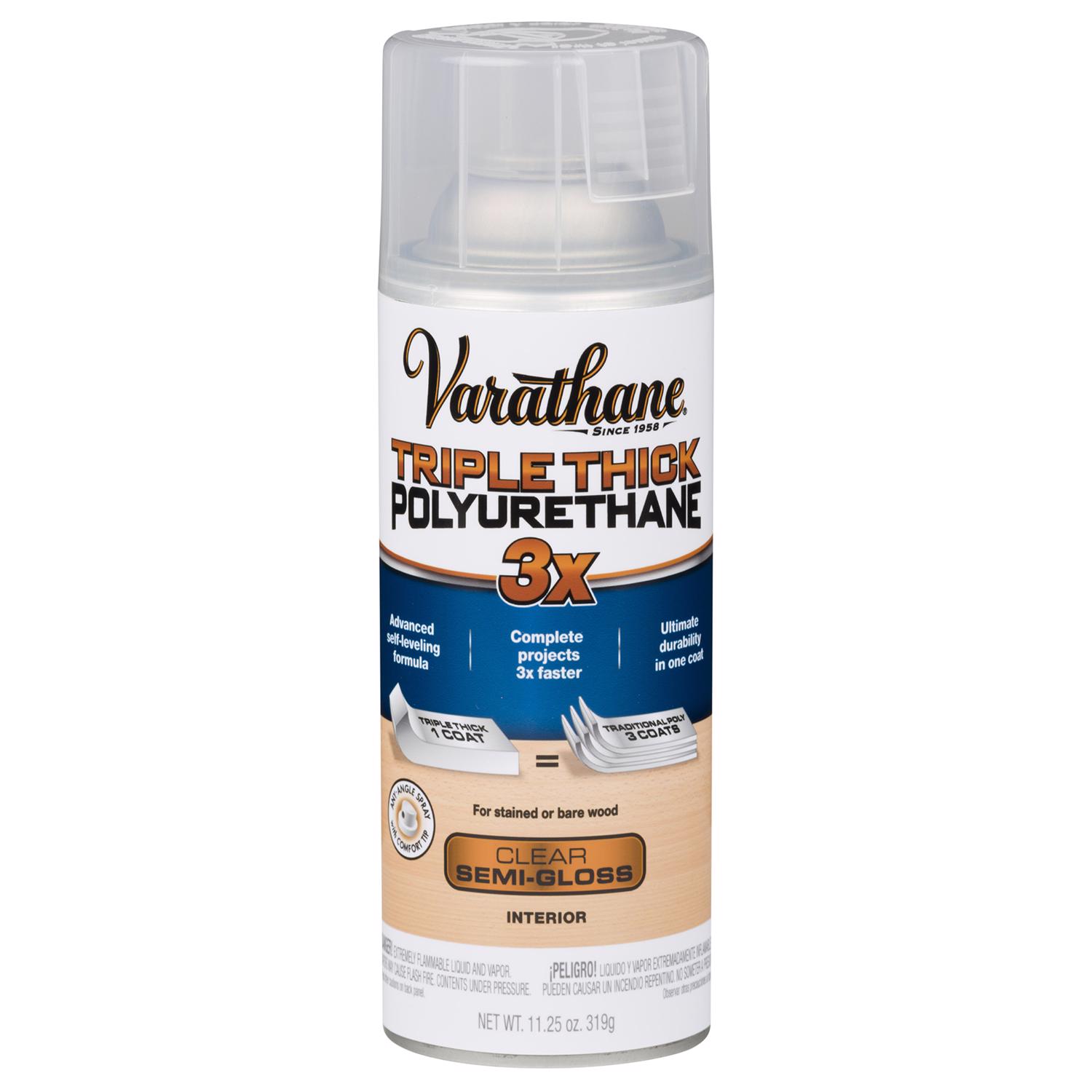 Varathane Transparent Semi-Gloss Clear Water-Based Triple Thick Polyurethane 11.25 oz