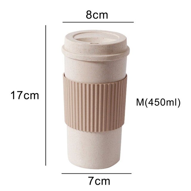 Wheat Fiber Straw Coffee Mug Double-wall Insulation Eco-friendly Coffee Cup Travel Leakproof Gift Mugs