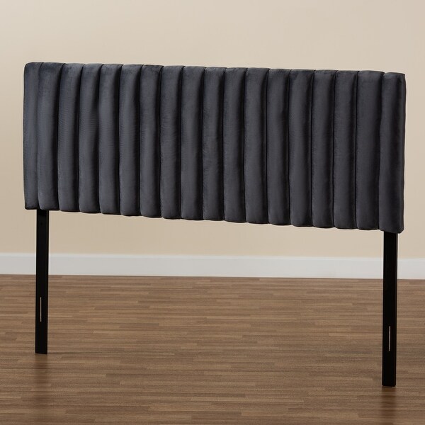 Emile Modern and Contemporary Velvet Upholstered Wood Headboard-Grey - - 35045363