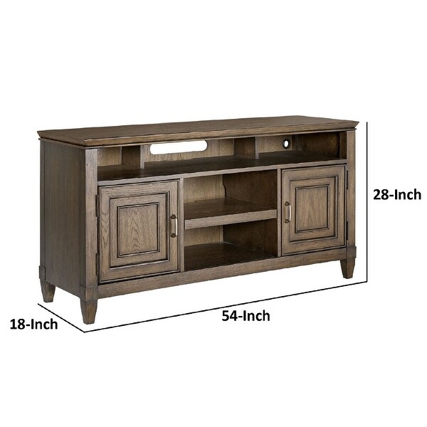 Eva 54 Inch TV Media Entertainment Center Console， Medium， 2 Door Oak Brown