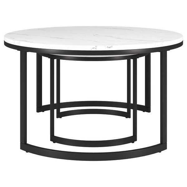 Mitera Round Nested Coffee Table with Faux Marble Top