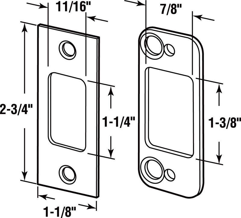 Prime-Line 2.75 in. H X 1.125 in. L Brass-Plated Steel Latch Strike Plate