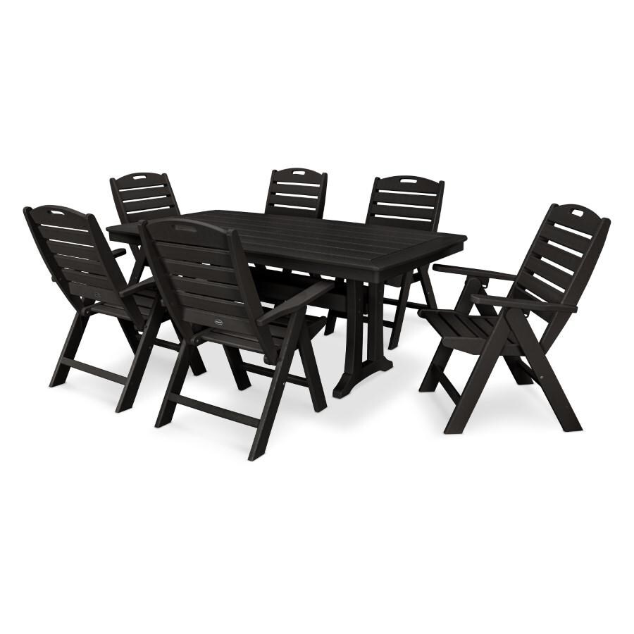 POLYWOOD 7-Piece Nautical Dining Set in Black