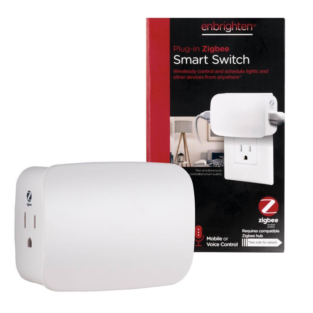 Enbrighten Zigbee 15 Amp 120-Voltage Smart Dual Outlet Control Plug-In White 43094