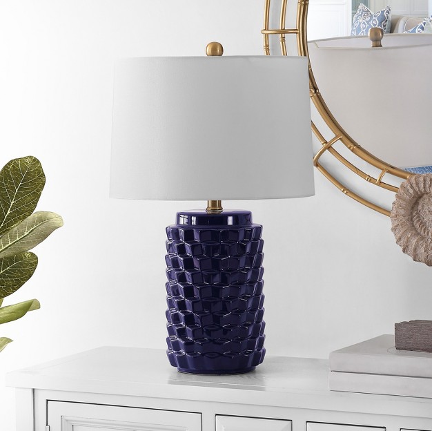 Weldon Ceramic Table Lamp Navy Safavieh