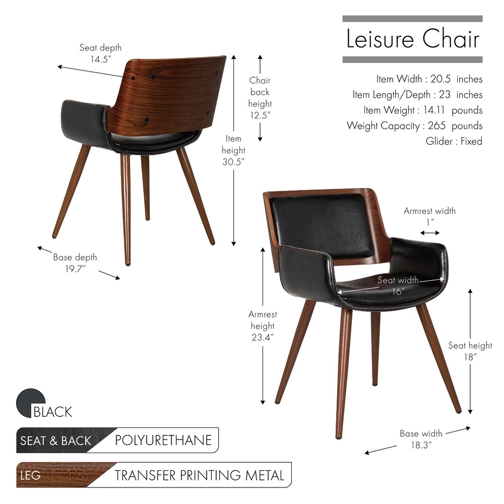 Carson Carrington Kjerringvag Leisure Dining Chair  PU Leather  Metal Legs with Wood Finish